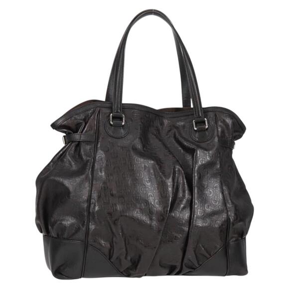 GUCCI Shoulder Bag Leather Black Silver - Picture 1 of 16